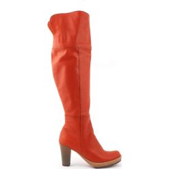 Kozaki za kolano - skóra naturalna - model 185 - kolor brązowy. Pomarańczowe kozaki damskie Zapato, ze skóry, za kolano, bez obcasa, bez zapięcia. W wyprzedaży za 367,50 zł.