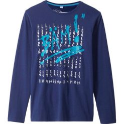 Shirt z długim rękawem i nadrukiem bonprix ciemnoniebieski z nadrukiem. Niebieskie koszule chłopięce bonprix, z nadrukiem, bez kołnierzyka, z długim rękawem, długie. Za 29,99 zł.