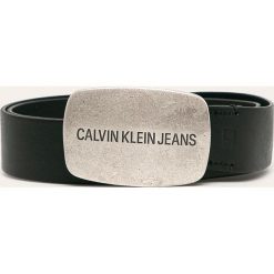 Calvin Klein Jeans - Pasek skórzany. Czarne paski męskie Calvin Klein Jeans, w paski, z jeansu. Za 299,90 zł.