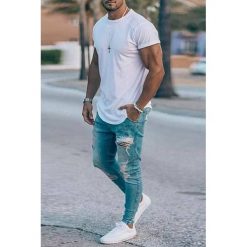 Męski t-shirt KARINO WHITE. Białe t-shirty męskie IVET, m, bez wzorów, z bawełny, klasyczne, z klasycznym kołnierzykiem. W wyprzedaży za 29,00 zł.