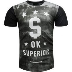 Koszulka męska t-shirt czarny Recea. Czarne koszulki męskie Recea, xl, z nadrukiem, z bawełny, klasyczne, bez kołnierzyka. Za 43,16 zł.