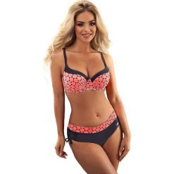 Stroje dwuczęściowe damskie: Bikini w kolorze grafitowo-łososiowym