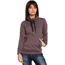 Brązowa Bluza z Wysokim Kołnierzem. Pomarańczowe bluzy damskie Molly.pl, s, bez wzorów, z dzianiny, bez rękawów, bez kaptura. Za 139,90 zł.