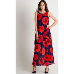 Sukienka maxi w czerwone maki BIALCON. Czerwone sukienki damskie BIALCON, na lato, w kwiaty, bez kołnierzyka, bez rękawów, maxi, w kształcie a. W wyprzedaży za 241,00 zł.