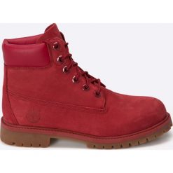 Timberland - Botki 6 In Premium. Czerwone botki dziewczęce Timberland, z okrągłym noskiem, na sznurówki. Za 549,90 zł.