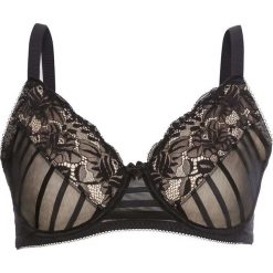 Biustonosz minimizer na fiszbinach bonprix czarno-cielisty. Czarne biustonosze bonprix, w paski, z koronki. Za 54,99 zł.