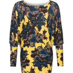 Sweter bonprix żółto-niebiesko-brązowy w kwiaty. Żółte swetry klasyczne damskie marki bonprix, w kwiaty. Za 109,99 zł.