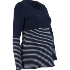Sweter ciążowy bonprix ciemnoniebieski w paski. Niebieskie swetry klasyczne damskie bonprix, moda ciążowa. Za 89,99 zł.
