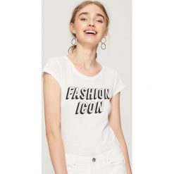 T-shirt Fashion icon - Biały. Białe t-shirty damskie Sinsay, l. Za 9,99 zł.