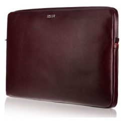Skórzany pokrowiec na laptopa 13 cali Solier SA23 Bordowy. Czerwone plecaki damskie Tagless, bez wzorów, ze skóry, eleganckie. Za 128,73 zł.