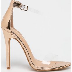 Glamorous - Sandały. Szare sandały damskie Glamorous, bez wzorów, z materiału, z okrągłym noskiem, bez obcasa, na obcasie, na klamry. W wyprzedaży za 129,90 zł.