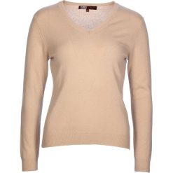 Kaszmirowy sweter w kolorze beżowym. Brązowe swetry damskie 100% Cachemire, bez wzorów, z kaszmiru, klasyczne, bez rękawów, bez kaptura. W wyprzedaży za 199,95 zł.