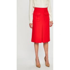 Calvin Klein - Spódnica. Czerwone spódniczki damskie Calvin Klein, na co dzień, bez wzorów, z poliesteru, midi, proste. Za 579,90 zł.
