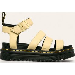 Dr. Martens - Sandały skórzane Blaire. Żółte klapki damskie Dr. Martens, bez wzorów, ze skóry, bez obcasa, na obcasie. Za 499,90 zł.