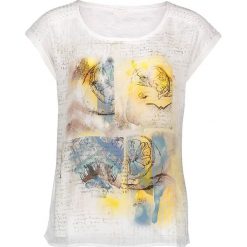 Koszulka w kolorze białym ze wzorem. Białe t-shirty damskie marki Taifun, z nadrukiem, z okrągłym kołnierzem, z krótkim rękawem. W wyprzedaży za 86,95 zł.