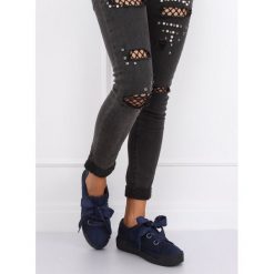 Trampki granatowe LINA. Buty sportowe damskie FunKee.pl, bez wzorów, z zamszu, sportowe. Za 83,99 zł.
