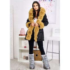 Premium Furs Zimowa Parka Frak Futro Kolor Czarny Brąz XS. Czarne kurtki damskie LIGARI, na zimę, s, bez wzorów, z bawełny, bez kaptura. Za 349,00 zł.