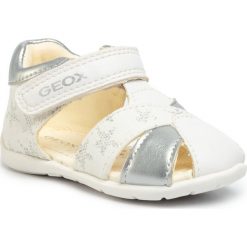 Sandały GEOX - B Elthan G. A B021QA 01054 C0007 White/Silver. Szare sandały dziewczęce Geox, ze skóry ekologicznej, bez zapięcia. Za 179,00 zł.