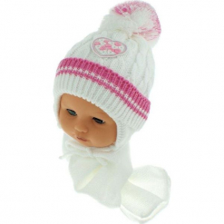 Czapka niemowlęca z szalikiem CZ+S 149B. Szare czapeczki niemowlęce Proman. Za 39,76 zł.