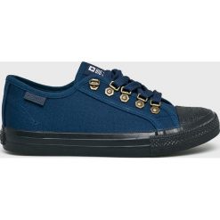 Big Star - Tenisówki. Niebieskie trampki i tenisówki damskie BIG STAR, bez wzorów, z gumy, na sznurówki. W wyprzedaży za 59,90 zł.
