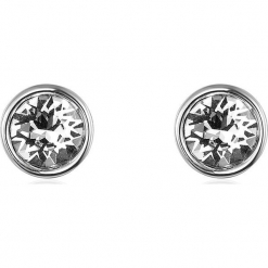 Kolczyki w kolorze srebrnym z Swarovski. Szare kolczyki damskie marki Biżuteria z kryształkami Swarovski, z kryształem, srebrne. W wyprzedaży za 45,95 zł.