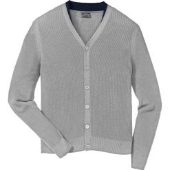 Sweter rozpinany Regular Fit bonprix jasnoszary melanż. Szare kardigany męskie bonprix, l, melanż, z dzianiny, z kontrastowym kołnierzykiem. Za 89,99 zł.
