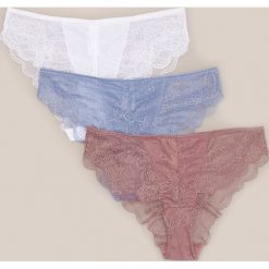 Majtki z dekoracyjnej koronki 3 pack - Brązowy. Pomarańczowe majtki damskie Reserved, s, z koronki. Za 49,99 zł.