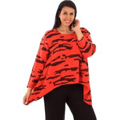 T-shirty damskie: Lniana koszulka w kolorze czerwono-antracytowym