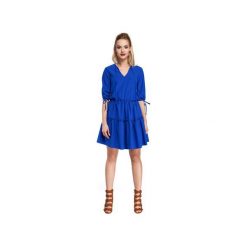 M301 Gładka sukienka w stylu boho chabrowy. Niebieskie sukienki damskie Moe, na imprezę, m, bez wzorów, z elastanu, boho, bez kołnierzyka, bez rękawów. Za 159,00 zł.