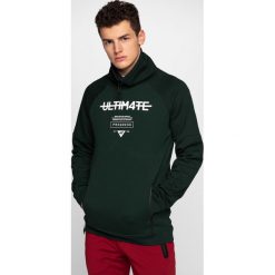 Bluza męska BLM214 - ciemna zieleń. Żółte bluzy męskie 4f, m, bez wzorów, z bawełny, ze stójką, bez rękawów, bez kaptura. W wyprzedaży za 99,99 zł.