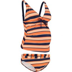 Tankini ciążowe (2 części) bonprix niebiesko-koralowo-morelowy w paski. Niebieskie stroje kąpielowe ciążowe bonprix, w paski, moda ciążowa. Za 99,99 zł.