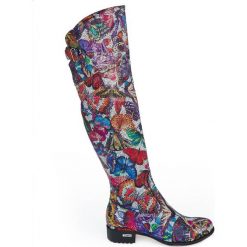 Kozaki za kolano - skóra naturalna - model 128 - kolor motyl. Szare kozaki damskie Zapato, na co dzień, na zimę, z jeansu, eleganckie, przed kolano, na wysokim obcasie, na obcasie, bez zapięcia. W wyprzedaży za 367,50 zł.