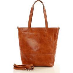 Shopper bag damskie: CELESTE Klasyczna torebka z naturalnej skóry koniakowa