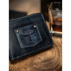 Portfel męski skórzany RFID Buffalo Wild granatowy - Niebieski. Niebieskie portfele męskie BUFFALO WILD, bez wzorów, ze skóry. Za 69,99 zł.