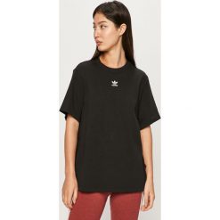 Adidas Originals - T-shirt. Czarne topy damskie adidas Originals, bez wzorów, z elastanu, casualowe, z okrągłym kołnierzem. Za 99,90 zł.