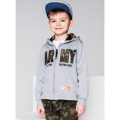 Bluzy chłopięce: BLUZA DZIECIĘCA ROZPINANA Z KAPTUREM KB019 – SZARA