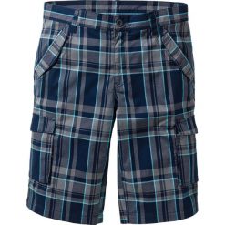 Bermudy bojówki Regular Fit bonprix ciemnoniebiesko-dymny szary w kratę. Niebieskie spodenki i szorty męskie bonprix, m, bez wzorów. Za 109,99 zł.