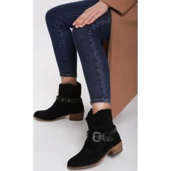 Czarne Botki Overlea. Czarne botki damskie Renee, na niskim obcasie, na obcasie, bez zapięcia. Za 139,99 zł.