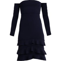 Sukienki: Missguided LONG SLEEVE BARDOT RUFFLE HEM MIDI Sukienka koktajlowa navy