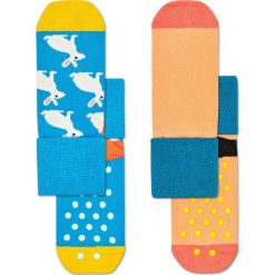 Happy Socks - Skarpetki dziecięce 16-26 (2-pak). Pomarańczowe skarpetki dziewczęce marki Happy Socks, bez wzorów, z elastanu. Za 39,90 zł.