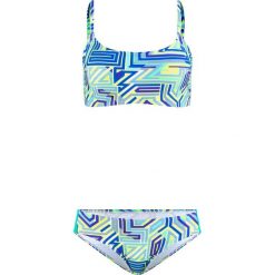 Bikini z biustonoszem opaską (2 części) bonprix niebiesko-turkusowo-żółty. Niebieskie bikini bonprix, z nadrukiem. Za 89,99 zł.
