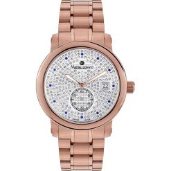 Zegarek kwarcowy "Mille Étoiles" w kolorze biało-różowozłotym. Żółte, analogowe zegarki damskie Mathieu Legrand, ze stali. W wyprzedaży za 1095,95 zł.