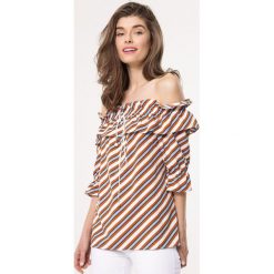 Camelowa Bluzka Ecological. Brązowe bluzki damskie Born2be, na imprezę, s, bez wzorów, bez kołnierzyka, bez rękawów. Za 49,99 zł.