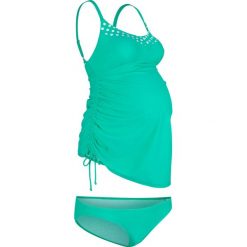 Tankini ciążowe (2 części) bonprix zielony. Zielone stroje kąpielowe ciążowe marki bonprix, bez wzorów, moda ciążowa. Za 109,98 zł.