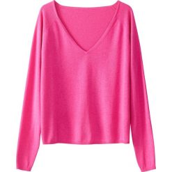 Kardigany damskie: Sweter z dekoltem w serek z cienkiej dzianiny
