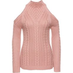 Sweter bonprix jasnoróżowy. Różowe swetry damskie bonprix, bez wzorów, bez rękawów, bez kaptura. Za 89,99 zł.