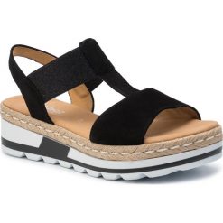 Espadryle GABOR - 22.723.47 Schwarz. Czarne espadryle damskie Gabor, bez wzorów, ze skóry, bez obcasa. W wyprzedaży za 279,00 zł.