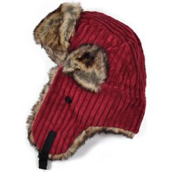 Czapka damska Uszanka Sztruksowa czerwono-brązowa. Brązowe czapki zimowe damskie Art of Polo, ze sztruksu. Za 37,60 zł.