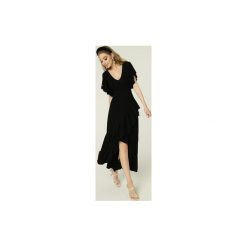 Sukienka Juanita - czerń. Czarne sukienki damskie Madnezz, s, bez wzorów, z elastanu, bez kołnierzyka, bez rękawów, midi, kopertowe. Za 445,00 zł.
