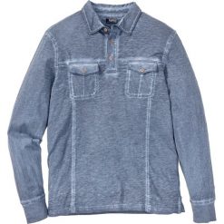 Shirt polo z długim rękawem, z efektem wytarcia bonprix ciemnoniebieski. Niebieskie koszulki męskie bonprix, s, bez wzorów, polo, z długim rękawem, długie. Za 37,99 zł.